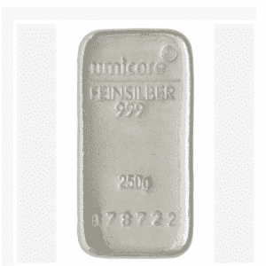 250 Grams Umicore Silver Bar