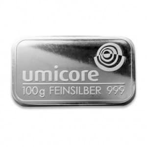 100 Gram Umicore Silver Bar