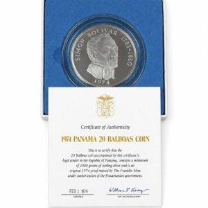 1974 Panamas 20 Balboas Silver Coin 2