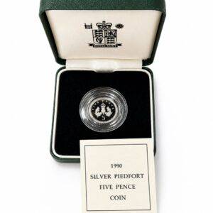 1990 silver piedfort five pence coin