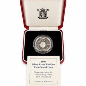 1994 Silver Proof Piedfort Two-Pound Bank of England Tercentenary